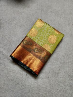 Butta Semi Silk Sarees With Blouse - Green - Image 3