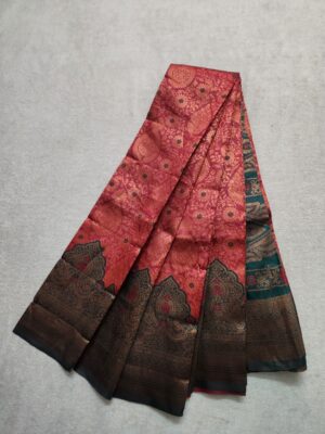 Mercerised Cotton Silk Saree With Blouse - REDDISH MAROON - Image 2