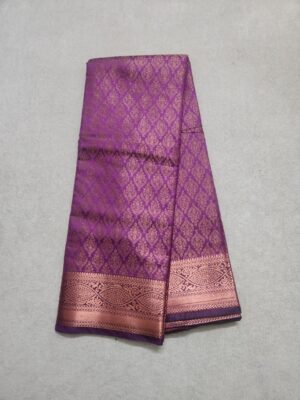 Silk Saree with Blouse - Purple - Image 3