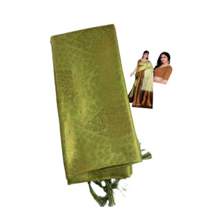 Kubera Soft Silk Saree with Blouse - Pastel Green - Image 3