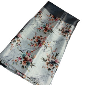 Digital Print Soft Silk Saree with Blouse - Bright Grey color - Image 3