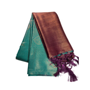 Kubera Soft Silk Saree with Blouse - Peacock Green