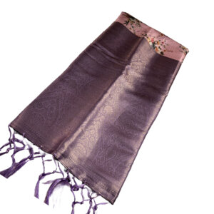 Digital Print Soft Silk Saree with Blouse - Purple Taupe color - Image 3