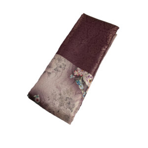 Digital Print Soft Silk Saree with Blouse - Brown - Image 2