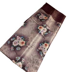 Digital Print Soft Silk Saree with Blouse - Brown - Image 3