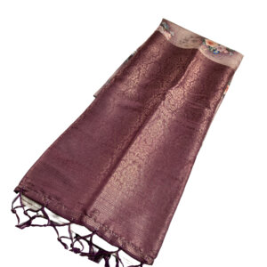 Digital Print Soft Silk Saree with Blouse - Brown - Image 4