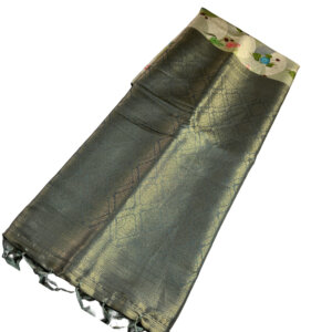 Digital Print Soft Silk Saree with Blouse - CACTUS GREEN color - Image 3