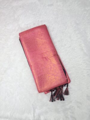 Kubera Soft Silk Saree with Blouse - Pink color - Image 2