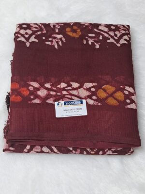 Digital Copper Printed Cotton Linen Saree - BROWN - Image 2