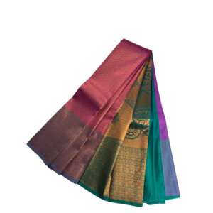 Kanjivaram Traditional Korvai Silk Saree - Lavender - Image 3