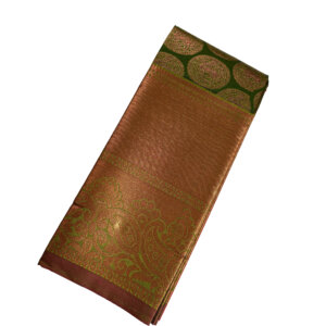 Kanjivaram Traditional Korvai Silk Saree – Pea Green