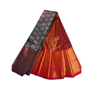 Kanjivaram Traditional Korvai Silk Saree - Rama Blue - Image 4