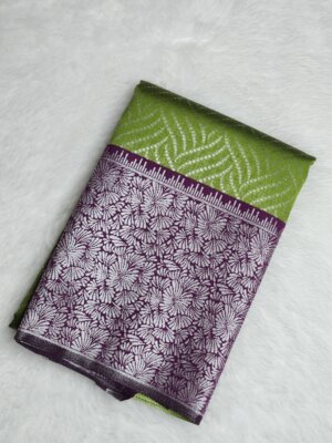 Silver Silk saree - Green