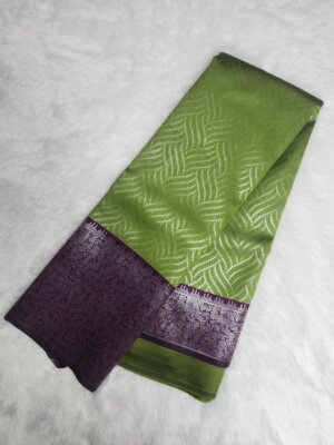 Silver Silk saree - Green - Image 2