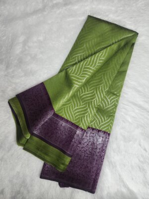 Silver Silk saree - Green - Image 3