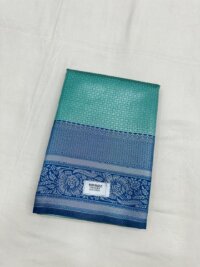 Silver Silk saree - Turquoise Green