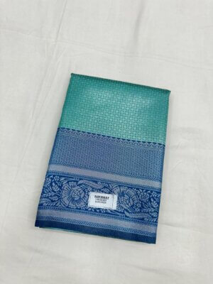 Silver Silk saree - Turquoise Green