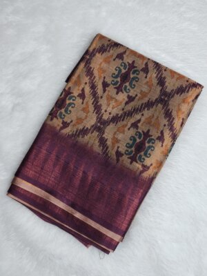 Semi Tussar Soft Silk saree - Beaver color