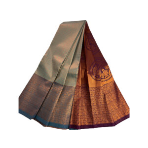 Kanjivaram Traditional Korvai Silk Saree - Sky Blue - Image 3