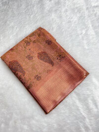 Semi Tussar Soft Silk saree - Pinkish Brown color