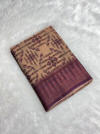 Semi Tussar Soft Silk saree - Beaver color