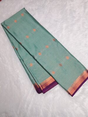 Mysore Grape Silk saree - greyish teal - Image 2