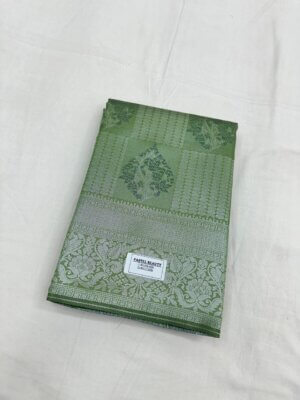 Silver Silk saree - Gram Green Color