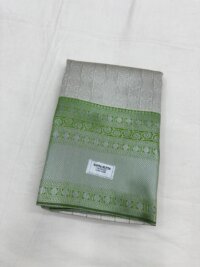 Silver Silk saree - Silver with Green