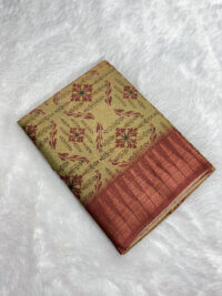 Semi Tussar Soft Silk saree - Dark Sandal