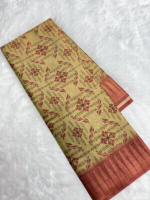 Semi Tussar Soft Silk saree - Dark Sandal - Image 2