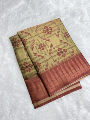 Semi Tussar Soft Silk saree - Dark Sandal - Image 3