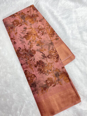 Semi Tussar Soft Silk saree - Dusty Pink - Image 3