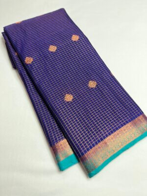 Mysore Grape Silk saree - Navy Blue - Image 3