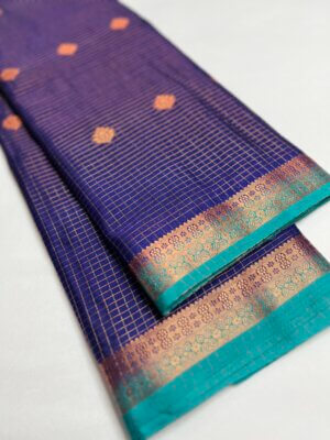 Mysore Grape Silk saree - Navy Blue - Image 4