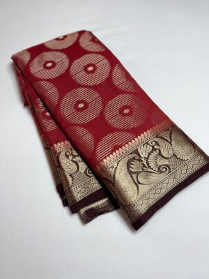 Premium Grape Georgette saree - Maroon - Image 2