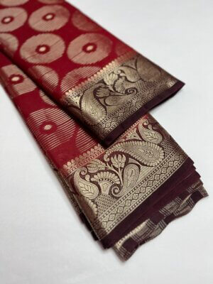 Premium Grape Georgette saree - Maroon - Image 3