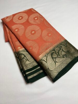 Premium Grape Georgette saree - Fanta Color - Image 2