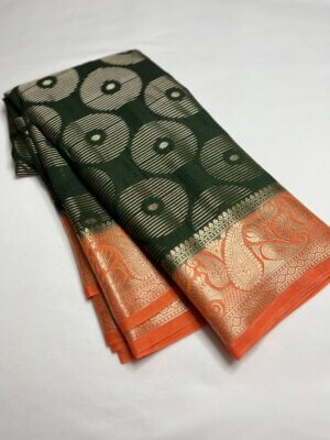 Premium Grape Georgette saree - Rangoon Green - Image 2