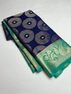 Premium Grape Georgette saree - Navy Blue - Image 2