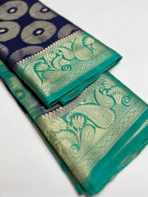 Premium Grape Georgette saree - Navy Blue - Image 3