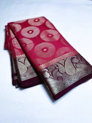 Premium Grape Georgette saree - Dark Pink - Image 2