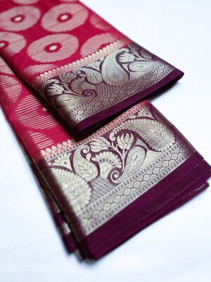 Premium Grape Georgette saree - Dark Pink - Image 3