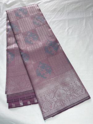 Silver Silk saree - Pastel Purple Color - Image 4