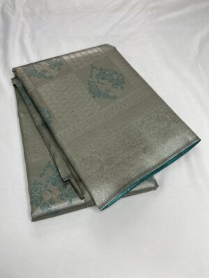 Silver Silk saree - Silver color - Image 2