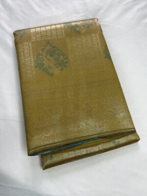 Silver Silk saree - Satin Sheen Gold