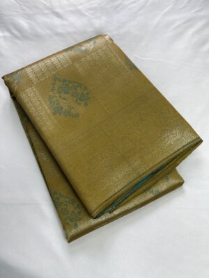 Silver Silk saree - Satin Sheen Gold - Image 2