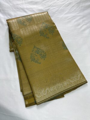 Silver Silk saree - Satin Sheen Gold - Image 3