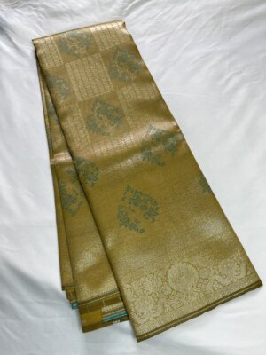 Silver Silk saree - Satin Sheen Gold - Image 4