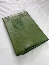 Silver Silk saree - Gram Green Color