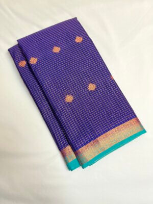 Mysore Grape Silk saree - Navy Blue - Image 2